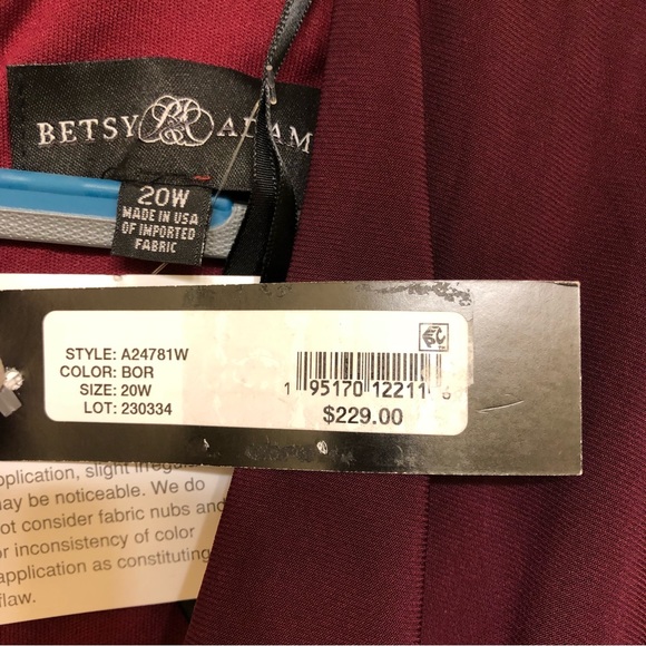 NWT Betsy and Adam Aubree Ruched Ruffle Long Sleeve V Neck Jersey Wrap Gown - Picture 5 of 16